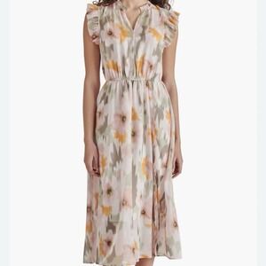 Steve Madden Dress floral boho prairie Medium Pink Cottagecore Whimsy Ruffle Y2K